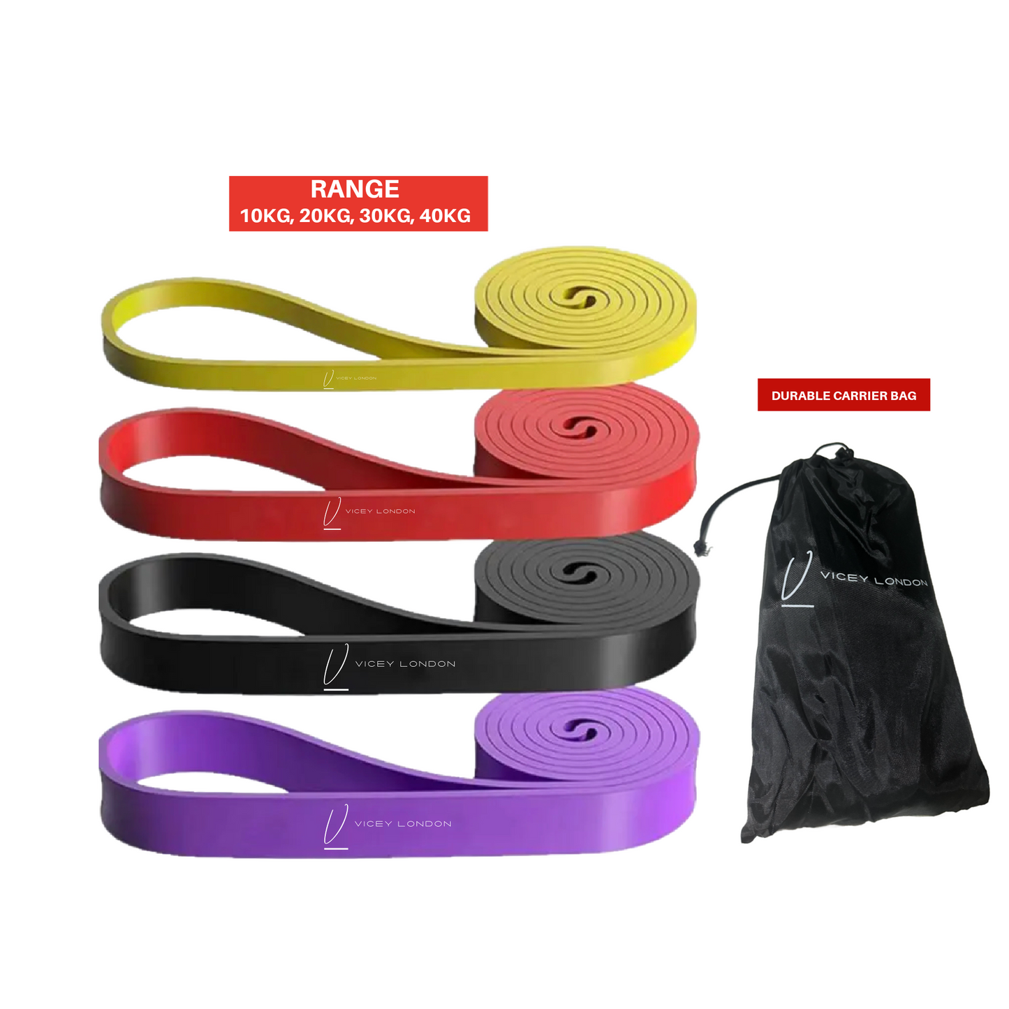 4 set 40kg - 10kg heavy duty resistance bands